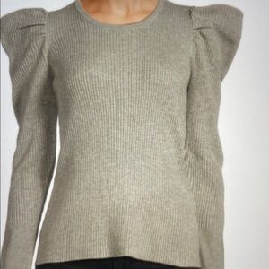 NWT JOE’S JEANS Heather Gray pull over ribbed top Puff shoulder size XL